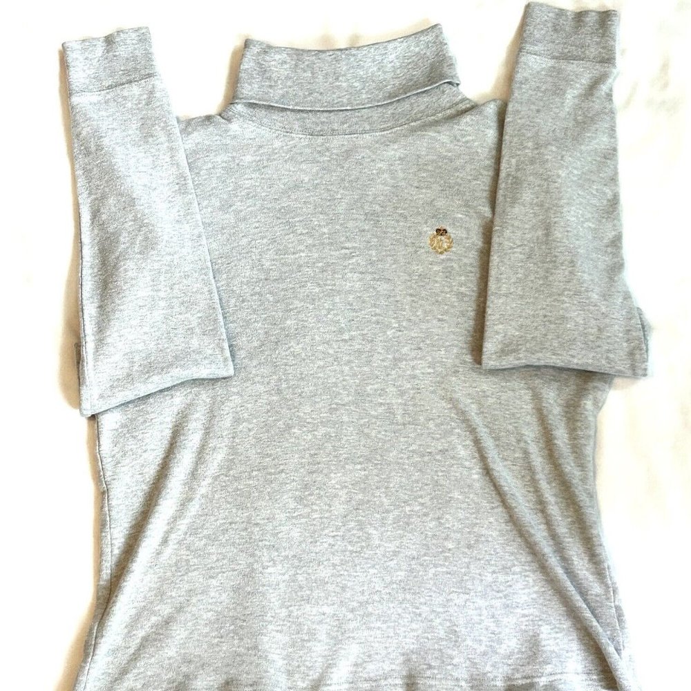 Vintage Polo Ralph Lauren Turtleneck Womens Size Small Gray Embroidered Cotton